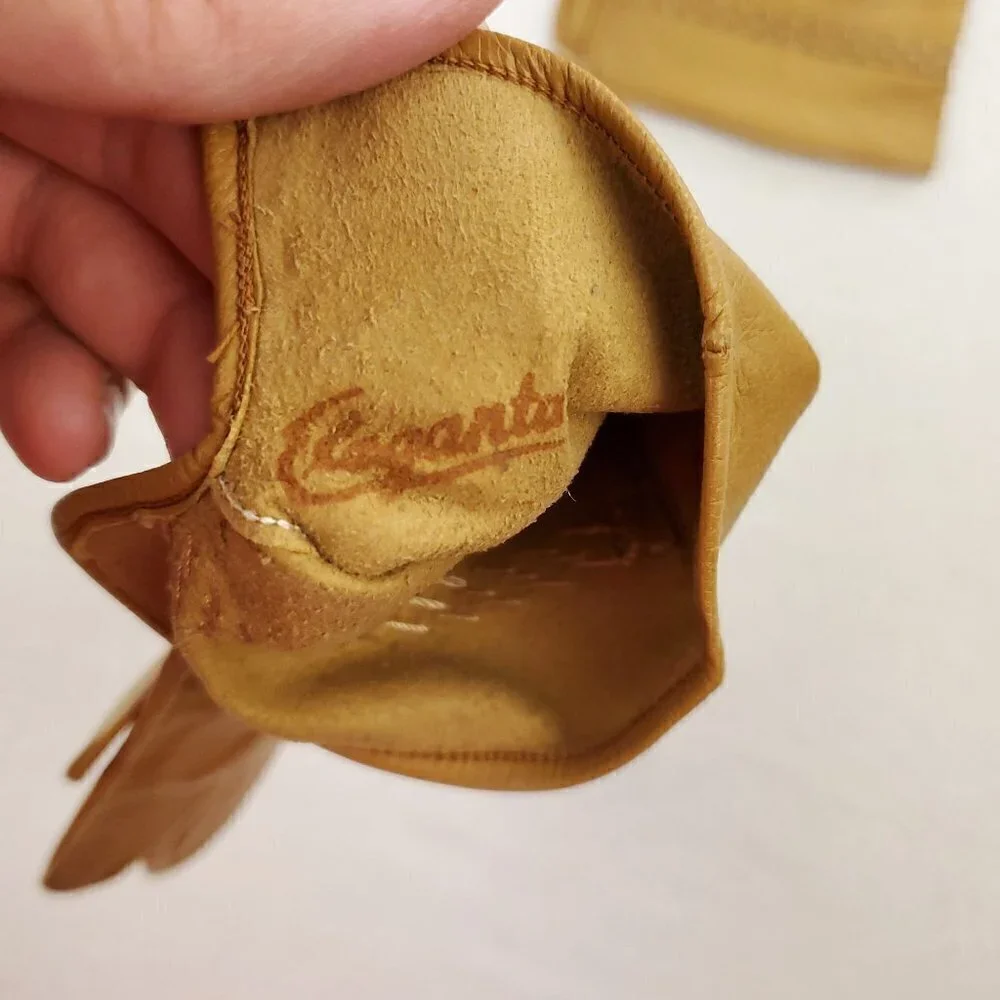 Eleganta Vintage 1960s German Leather Gloves Tan Brown Women's 7 1/4